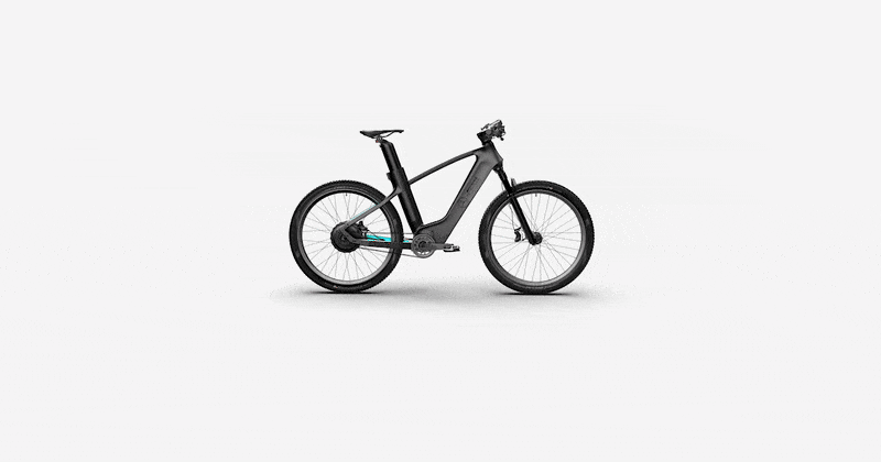 360 view of the Mercedes-AMG F1 Electric Bike in a minimalist studio setting, showcasing its precision engineering and performance design.