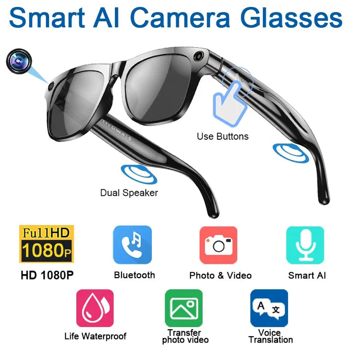 8K HD AI Smart Vision Glasses | Multifunction Bluetooth |  Photo - Video - Call - Translate - Music