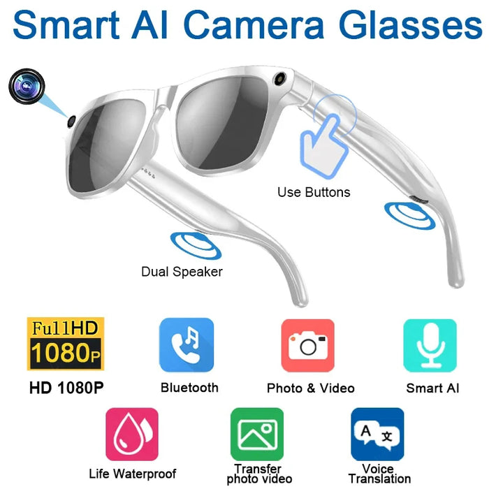 8K HD AI Smart Vision Glasses | Multifunction Bluetooth |  Photo - Video - Call - Translate - Music